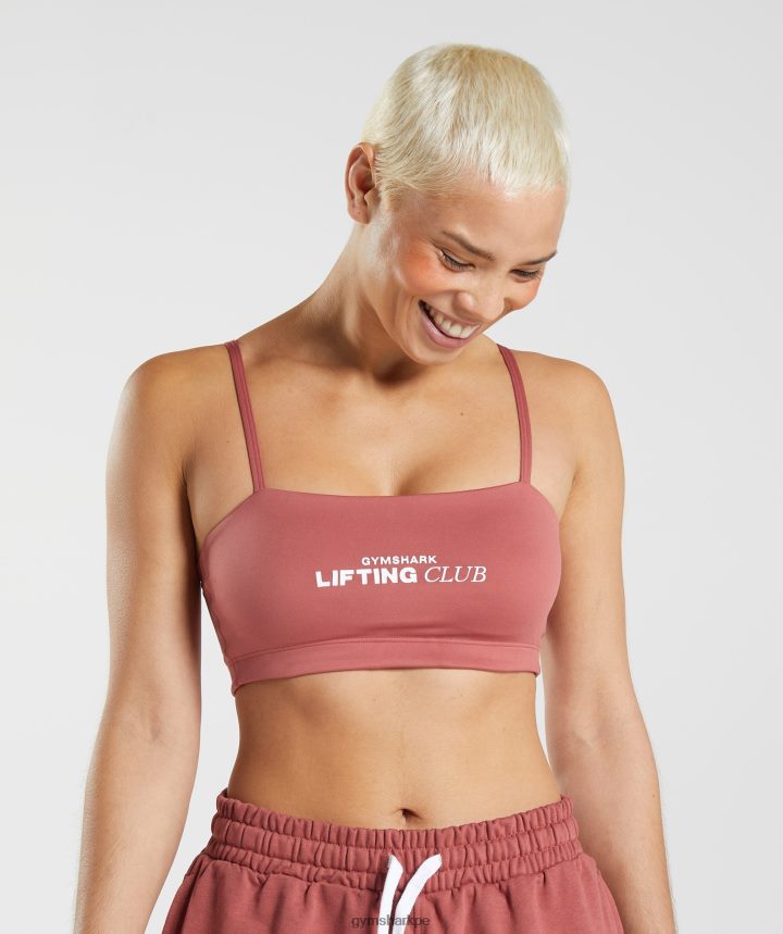 Gymsharkbandeau del club social mujer rosa marrón PFTJ2N190 ropa