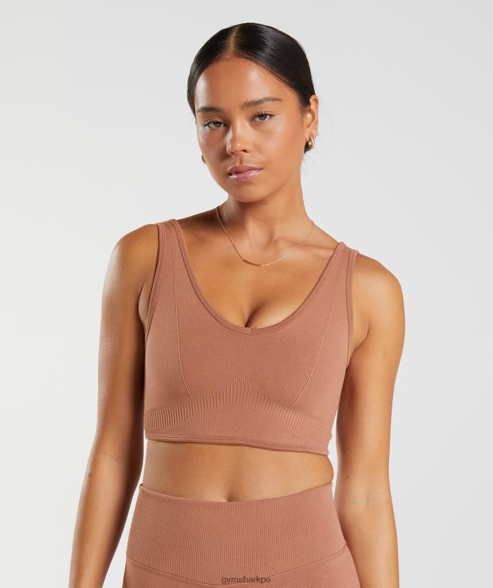 Gymsharkbralette sin costuras día de descanso mujer café marrón PFTJ2N175 ropa