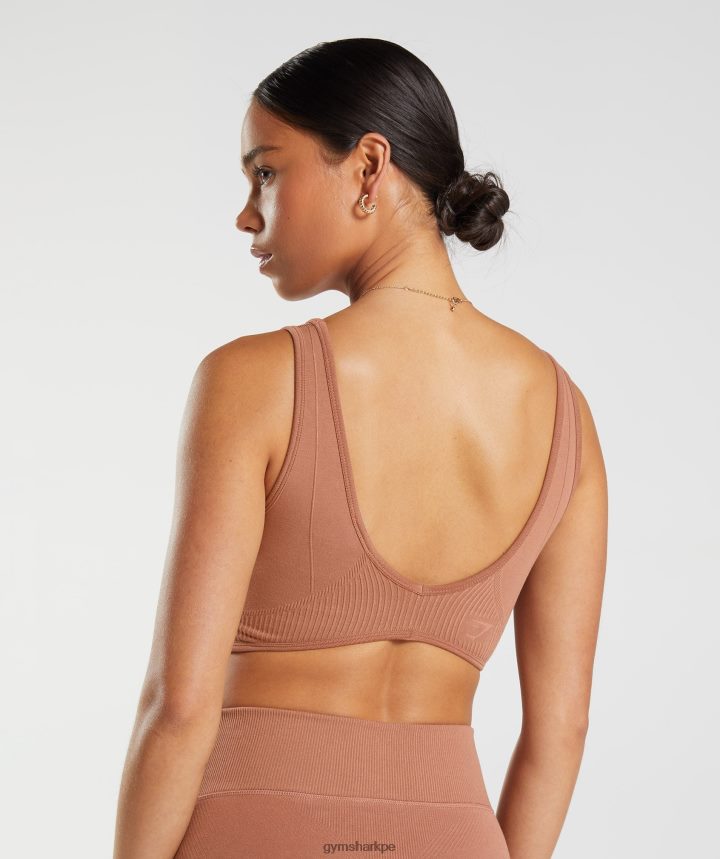 Gymsharkbralette sin costuras día de descanso mujer café marrón PFTJ2N175 ropa