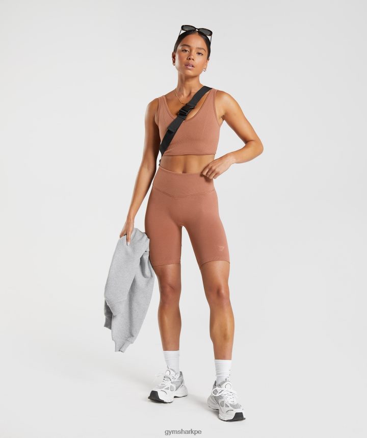 Gymsharkbralette sin costuras día de descanso mujer café marrón PFTJ2N175 ropa