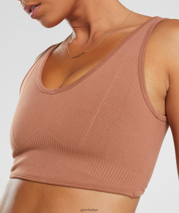 Gymsharkbralette sin costuras día de descanso mujer café marrón PFTJ2N175 ropa