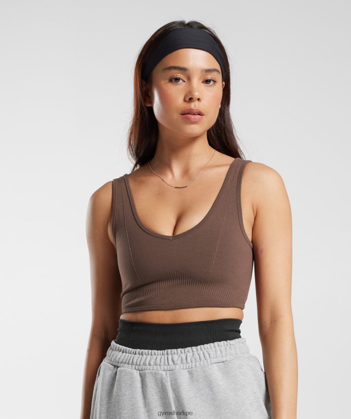 Gymsharkbralette sin costuras día de descanso mujer marrón roble PFTJ2N177 ropa