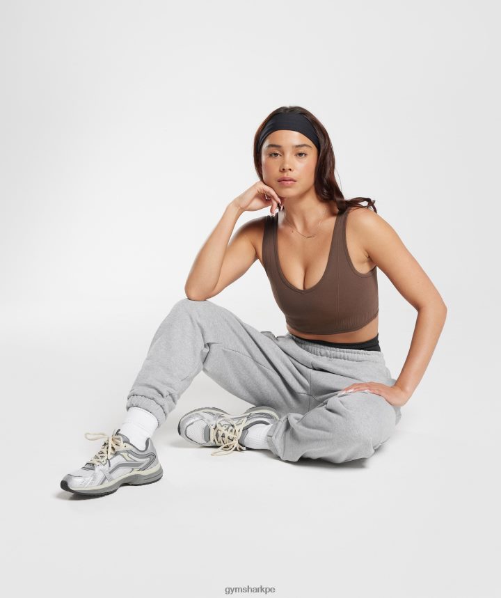 Gymsharkbralette sin costuras día de descanso mujer marrón roble PFTJ2N177 ropa