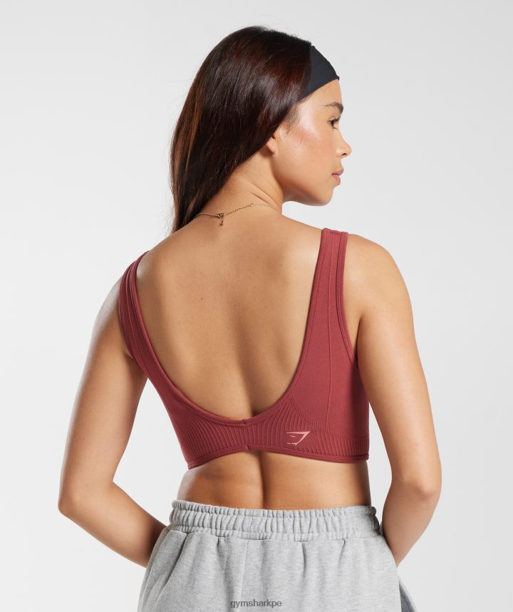 Gymsharkbralette sin costuras día de descanso mujer rojo granada PFTJ2N171 ropa