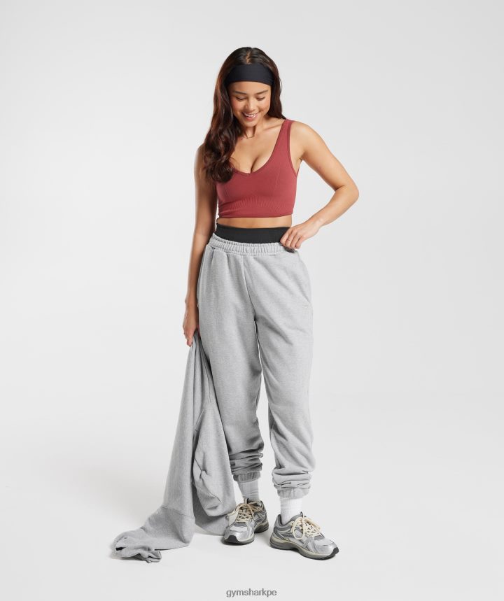 Gymsharkbralette sin costuras día de descanso mujer rojo granada PFTJ2N171 ropa