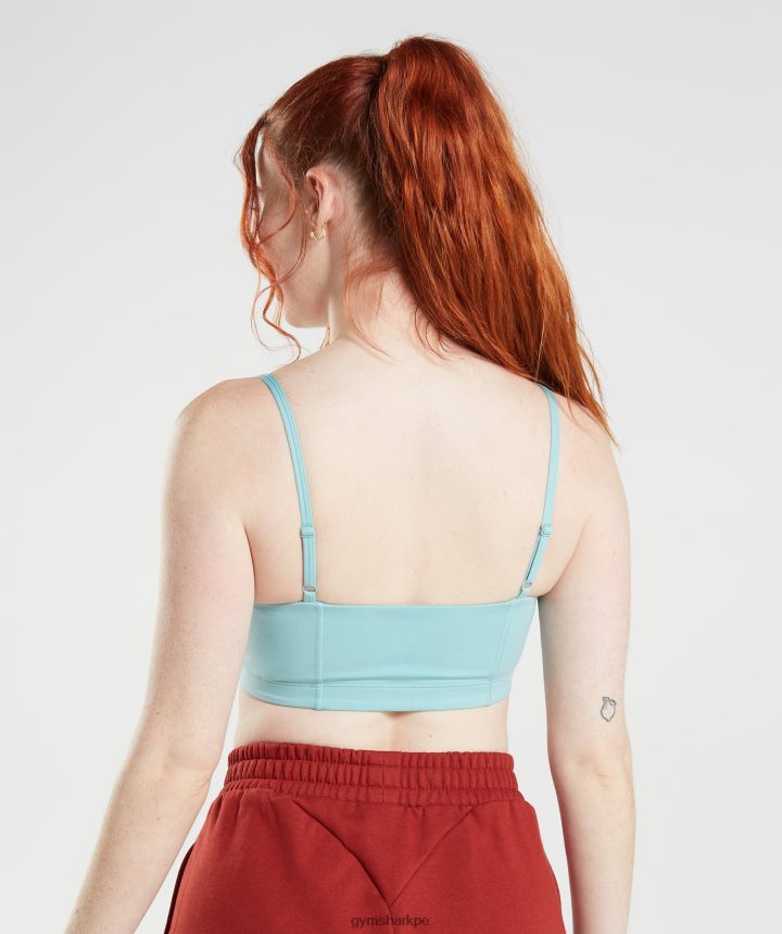 Gymsharksujetador deportivo bandeau mujer azul perla PFTJ2N225 ropa