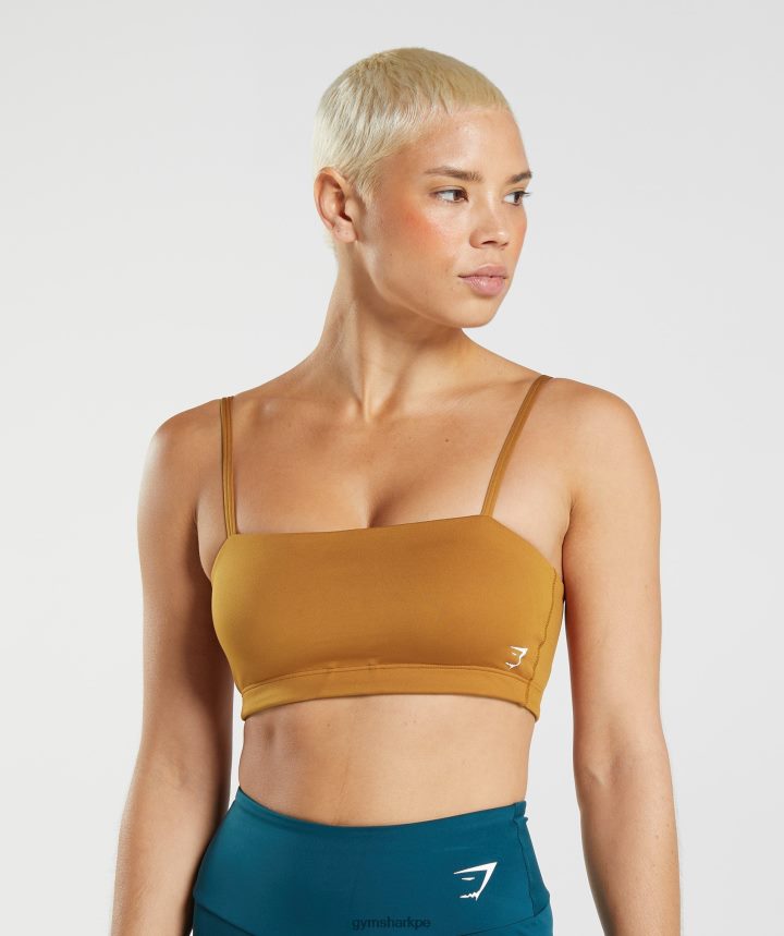 Gymsharksujetador deportivo bandeau mujer marrón nuez moscada PFTJ2N180 ropa
