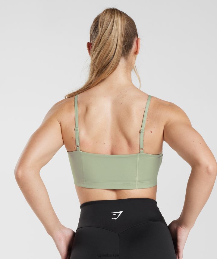 Gymsharksujetador deportivo bandeau mujer verde oliva claro PFTJ2N210 ropa
