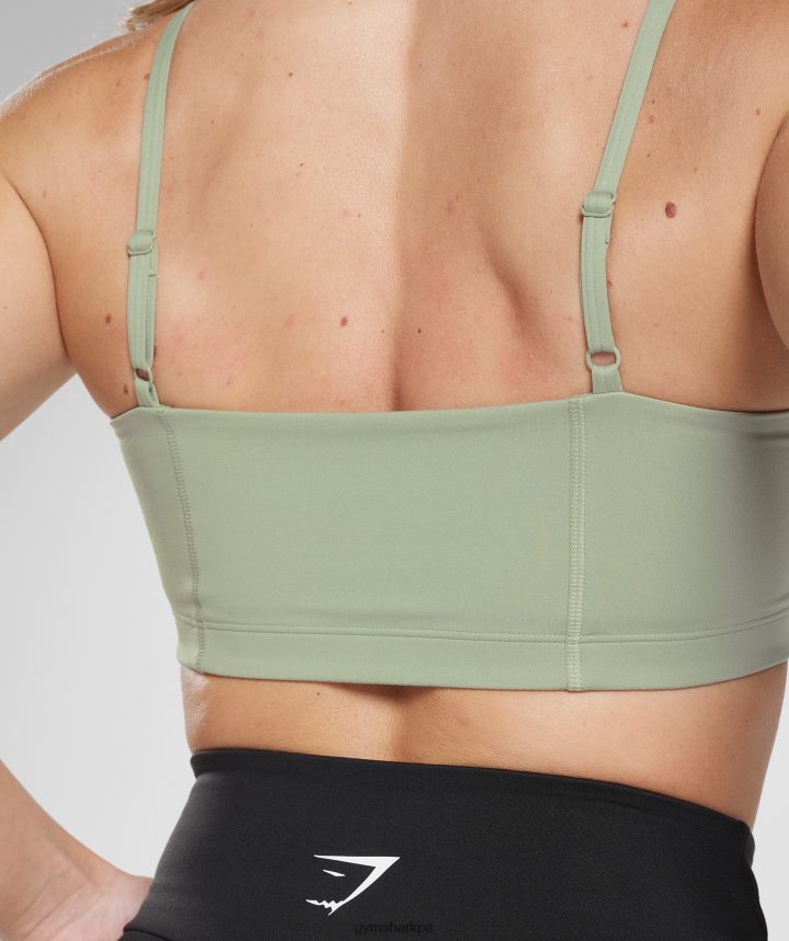 Gymsharksujetador deportivo bandeau mujer verde oliva claro PFTJ2N210 ropa
