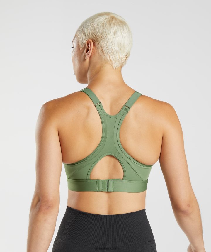 Gymsharksujetador deportivo con cuello alto y soporte alto mujer iguana verde PFTJ2N191 ropa