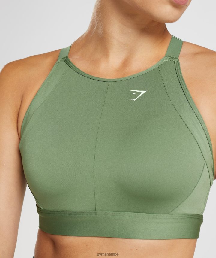 Gymsharksujetador deportivo con cuello alto y soporte alto mujer iguana verde PFTJ2N191 ropa