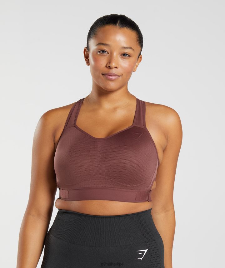 Gymsharksujetador deportivo con espalda nadadora mujer marrón cereza PFTJ2N160 ropa