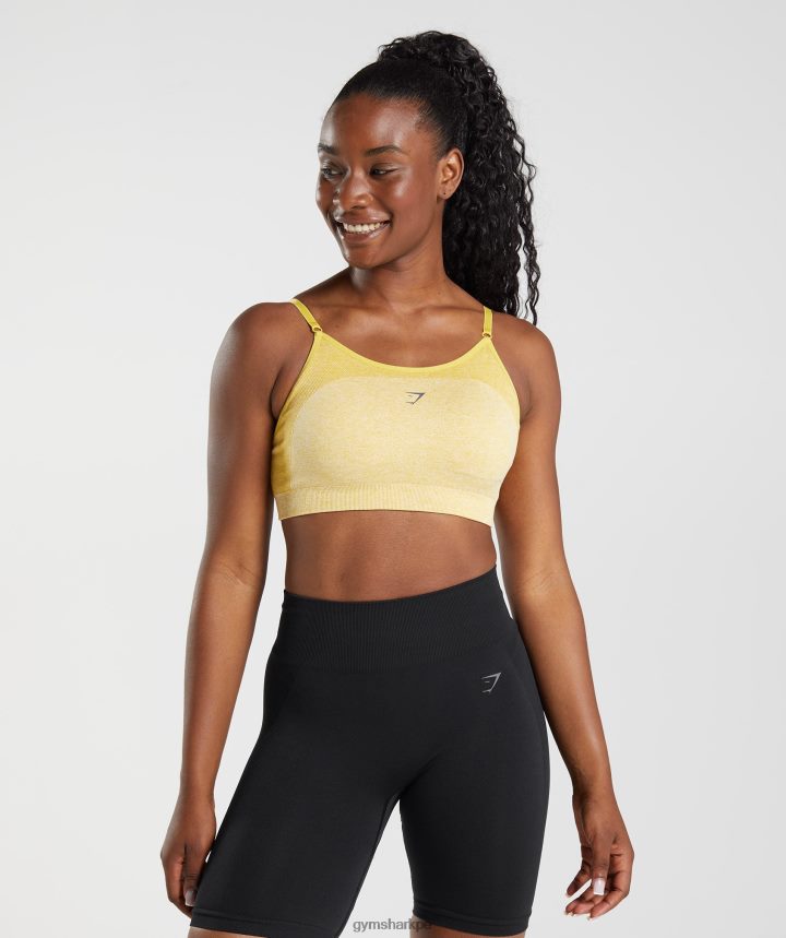 Gymsharksujetador deportivo con tiras flexibles mujer medallón amarillo/blanco jaspeado PFTJ2N181 ropa
