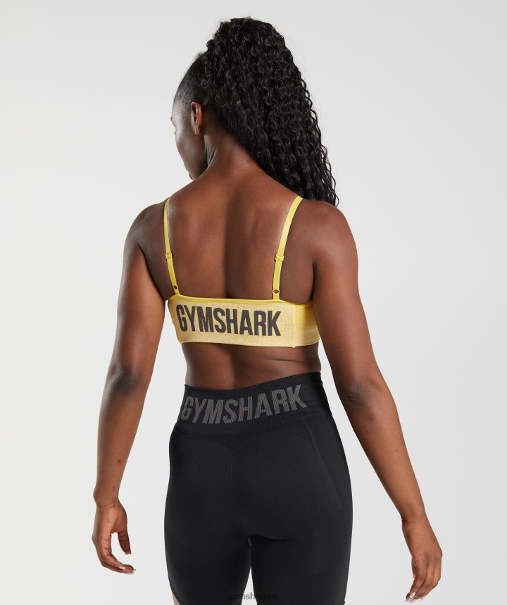 Gymsharksujetador deportivo con tiras flexibles mujer medallón amarillo/blanco jaspeado PFTJ2N181 ropa