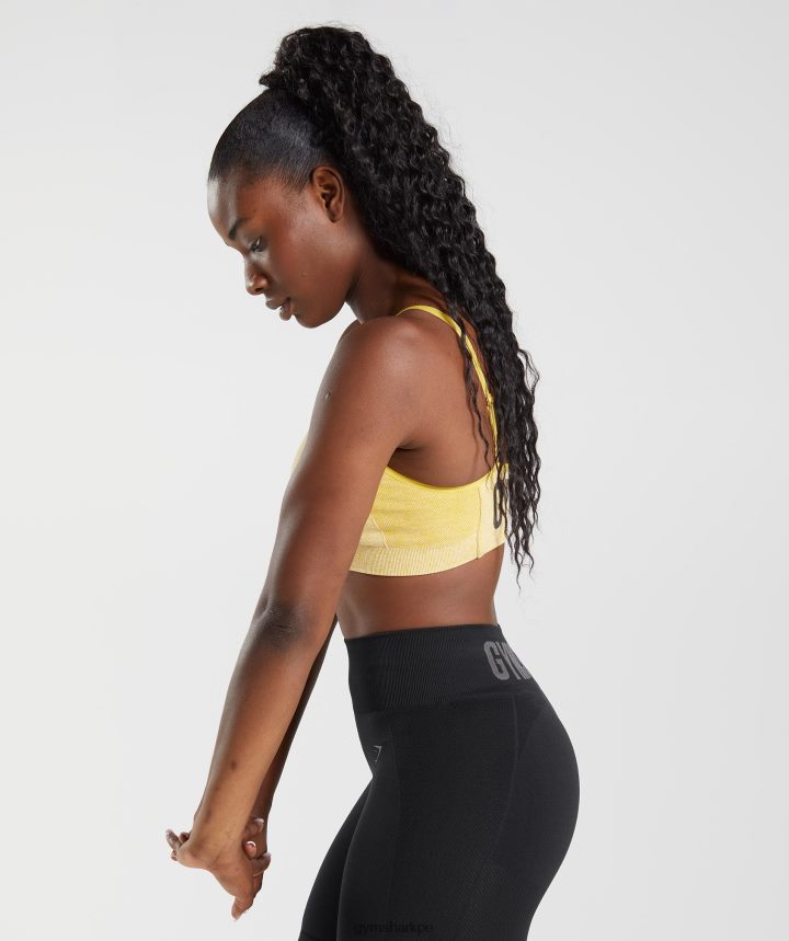 Gymsharksujetador deportivo con tiras flexibles mujer medallón amarillo/blanco jaspeado PFTJ2N181 ropa