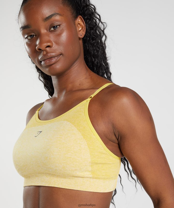 Gymsharksujetador deportivo con tiras flexibles mujer medallón amarillo/blanco jaspeado PFTJ2N181 ropa