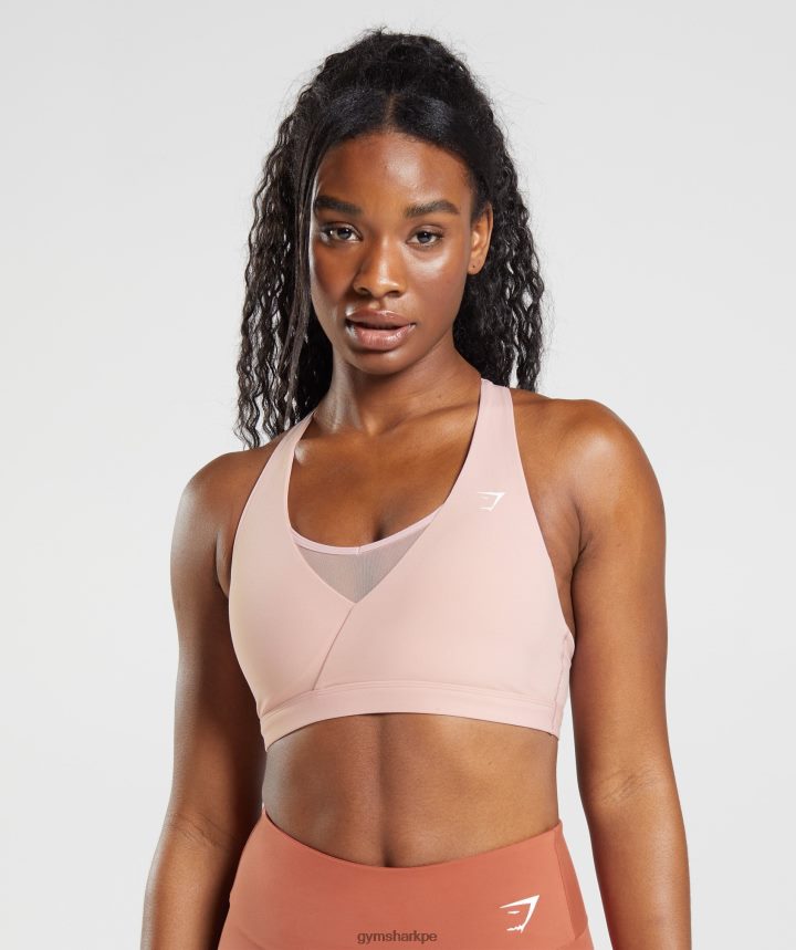 Gymsharksujetador deportivo cruzado mujer rosa escandinavo PFTJ2N156 ropa