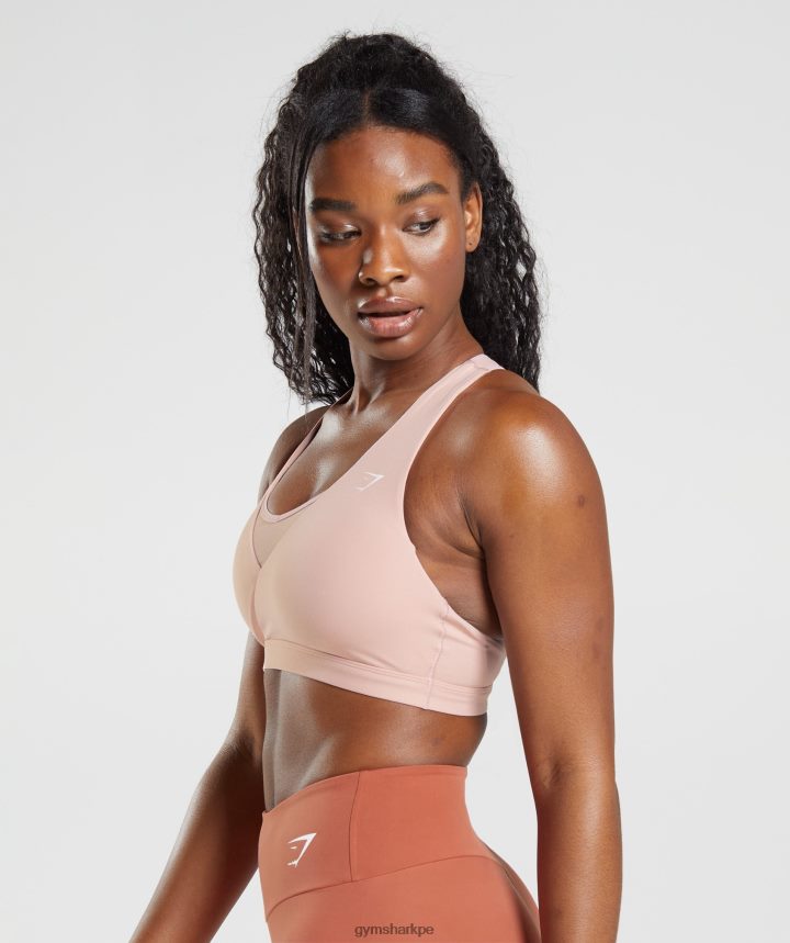 Gymsharksujetador deportivo cruzado mujer rosa escandinavo PFTJ2N156 ropa