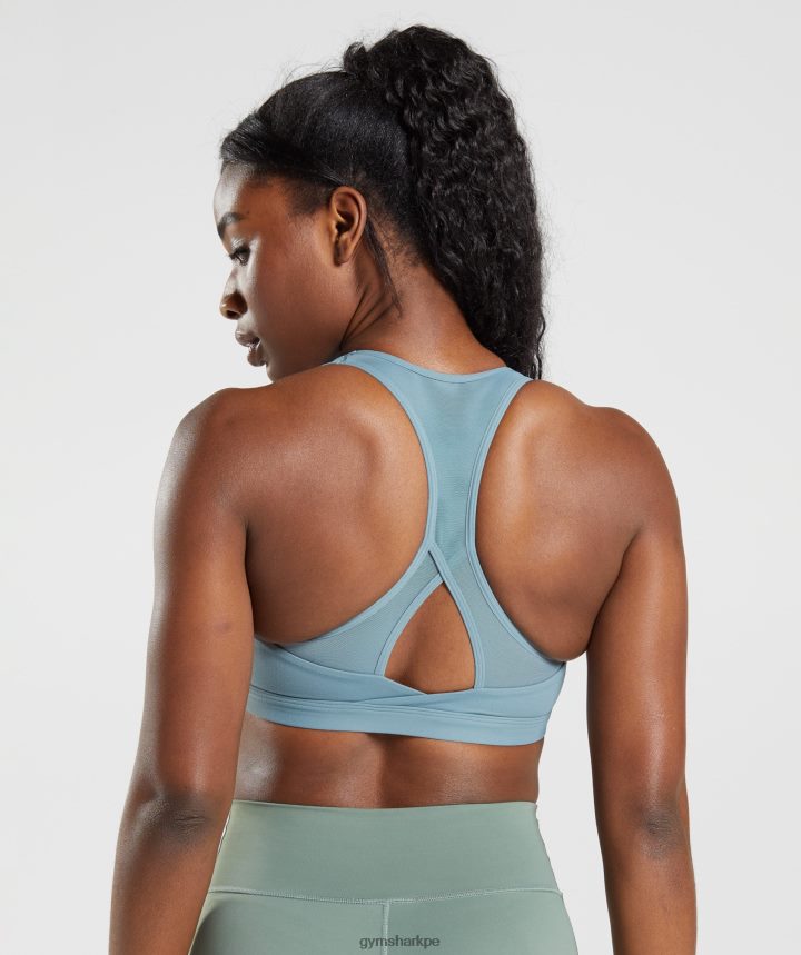 Gymsharksujetador deportivo cruzado mujer trueno azul PFTJ2N141 ropa
