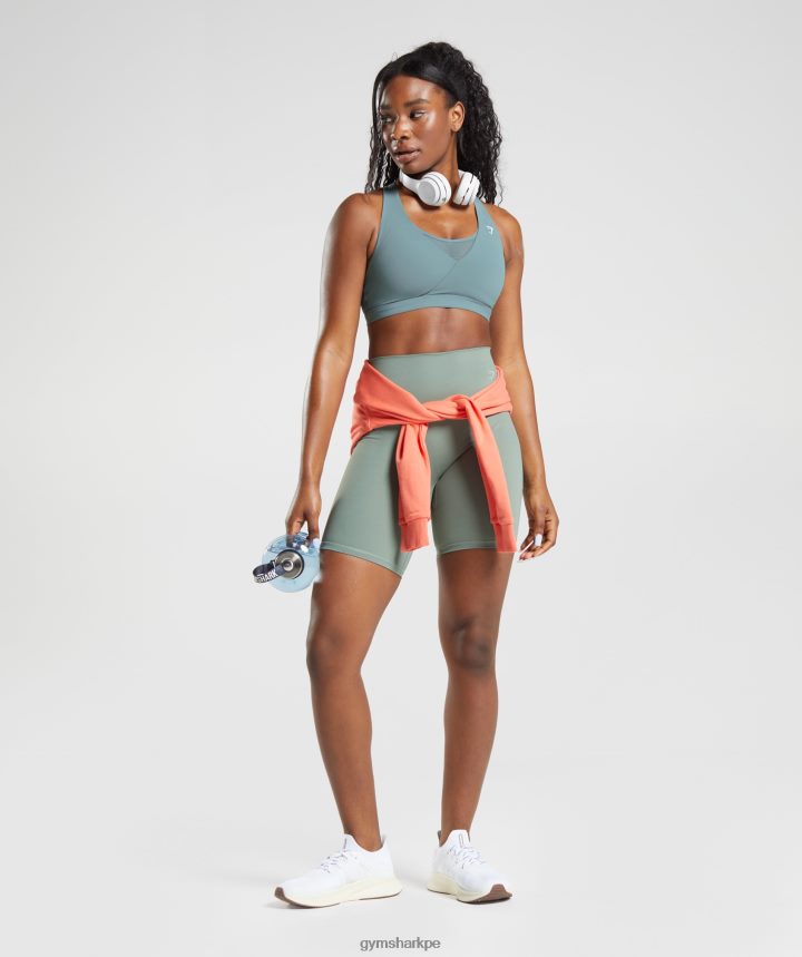 Gymsharksujetador deportivo cruzado mujer trueno azul PFTJ2N141 ropa