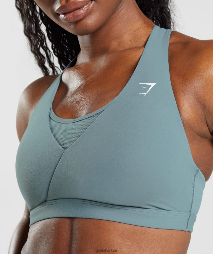 Gymsharksujetador deportivo cruzado mujer trueno azul PFTJ2N141 ropa