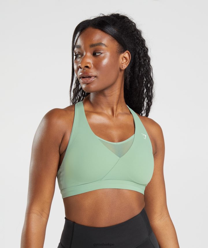 Gymsharksujetador deportivo cruzado mujer verde salvia del desierto PFTJ2N162 ropa