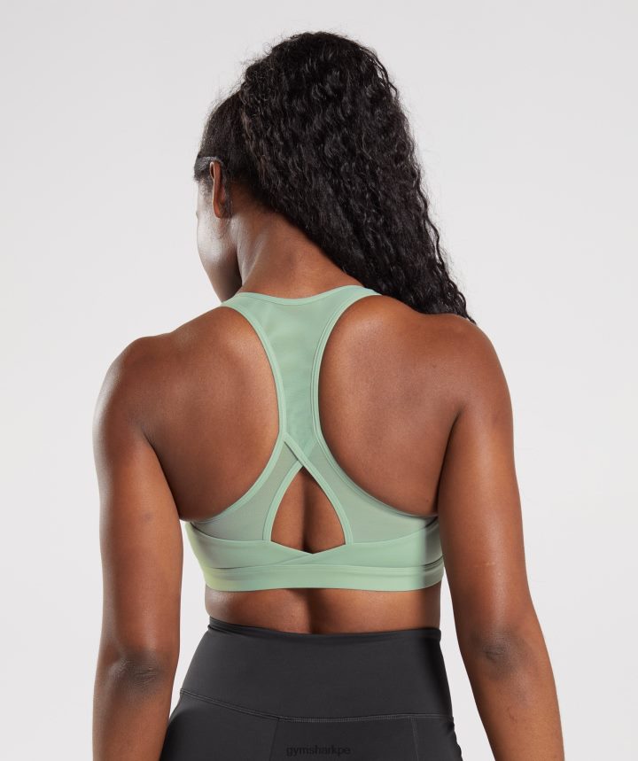 Gymsharksujetador deportivo cruzado mujer verde salvia del desierto PFTJ2N162 ropa