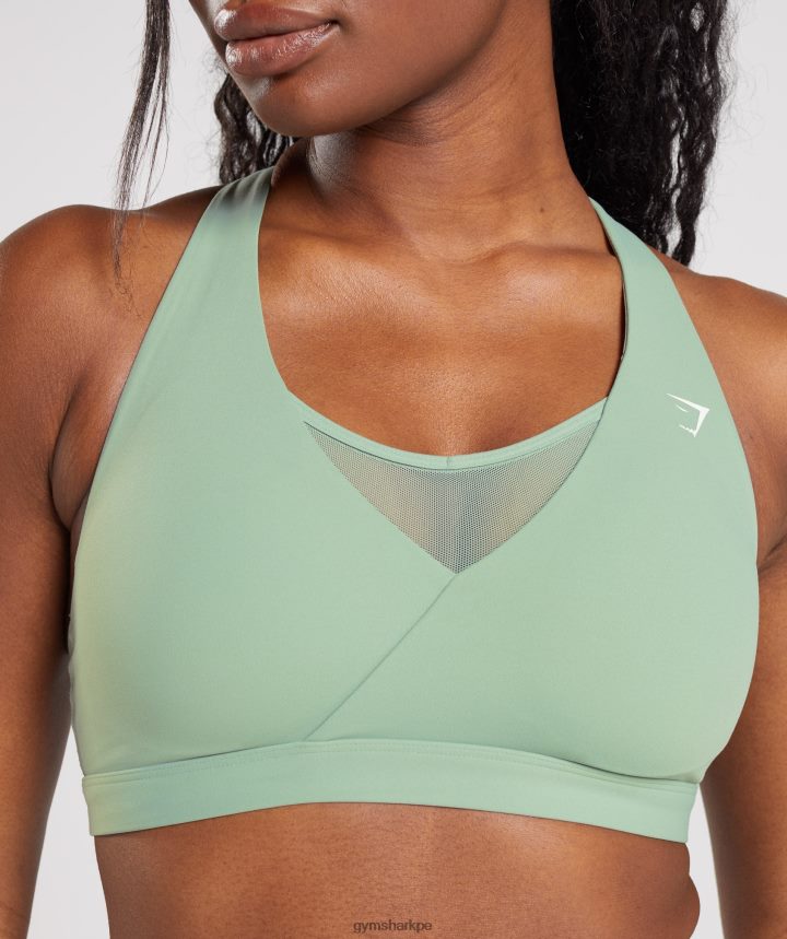 Gymsharksujetador deportivo cruzado mujer verde salvia del desierto PFTJ2N162 ropa
