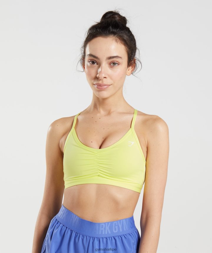 Gymsharksujetador deportivo de entrenamiento fruncido mujer luciérnaga verde PFTJ2N220 ropa