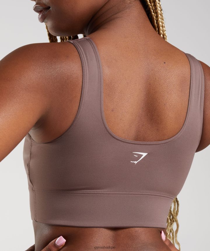 Gymsharksujetador deportivo de palangre mujer marrón trufa PFTJ2N149 ropa