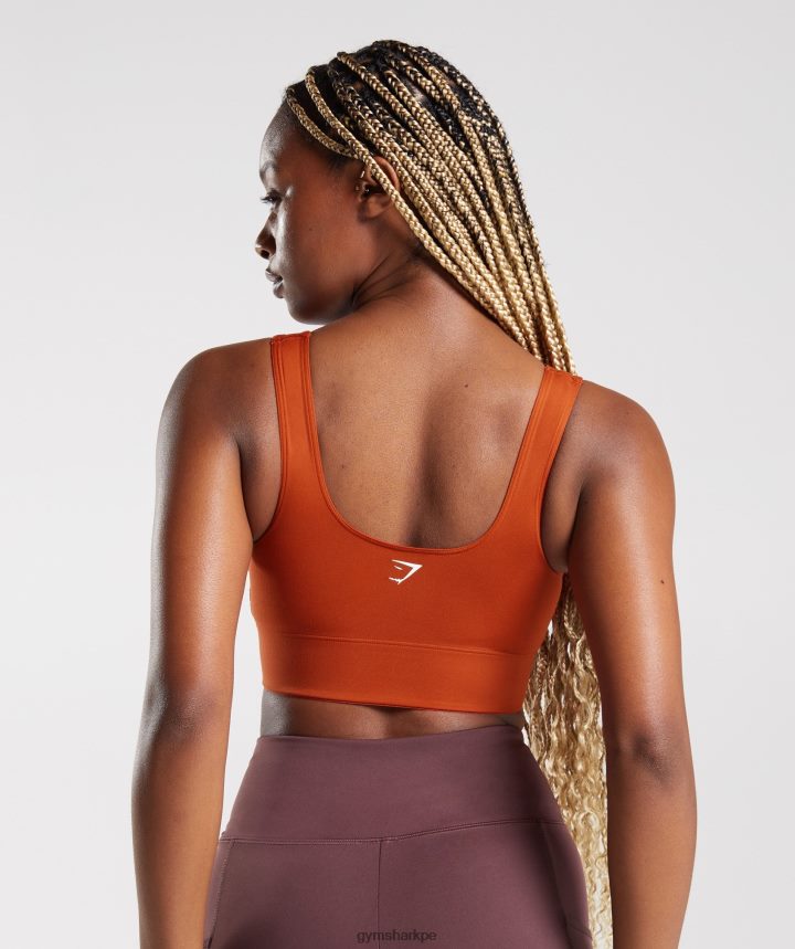 Gymsharksujetador deportivo de palangre mujer rojo ladrillo PFTJ2N142 ropa