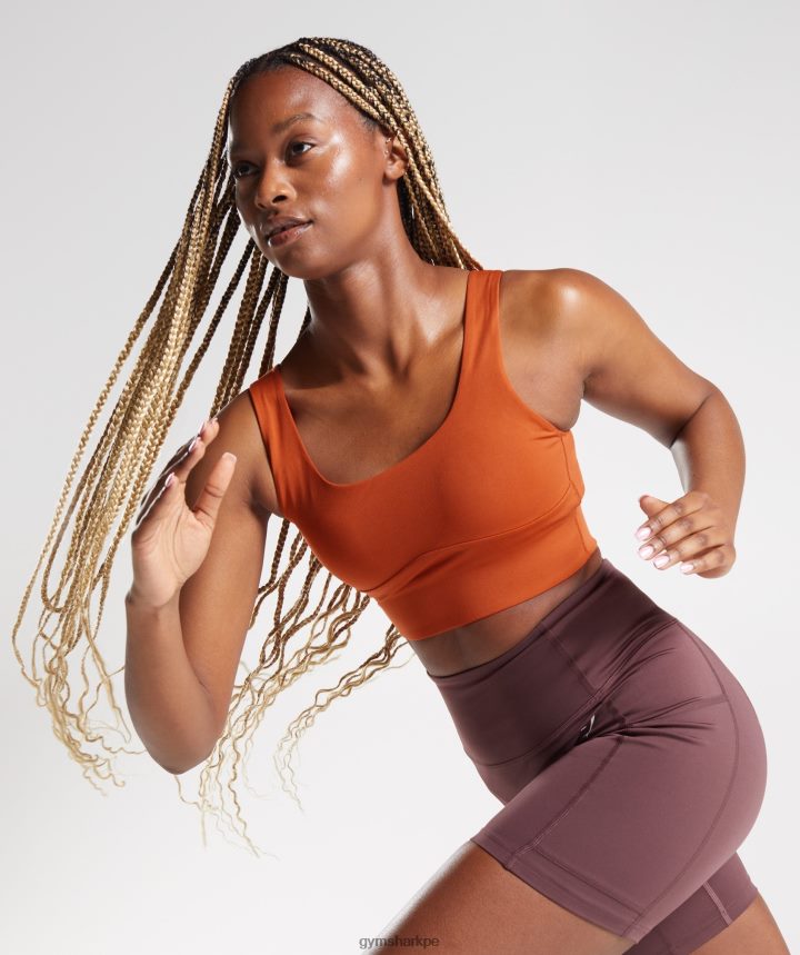 Gymsharksujetador deportivo de palangre mujer rojo ladrillo PFTJ2N142 ropa