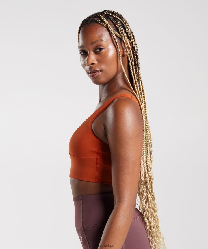 Gymsharksujetador deportivo de palangre mujer rojo ladrillo PFTJ2N142 ropa