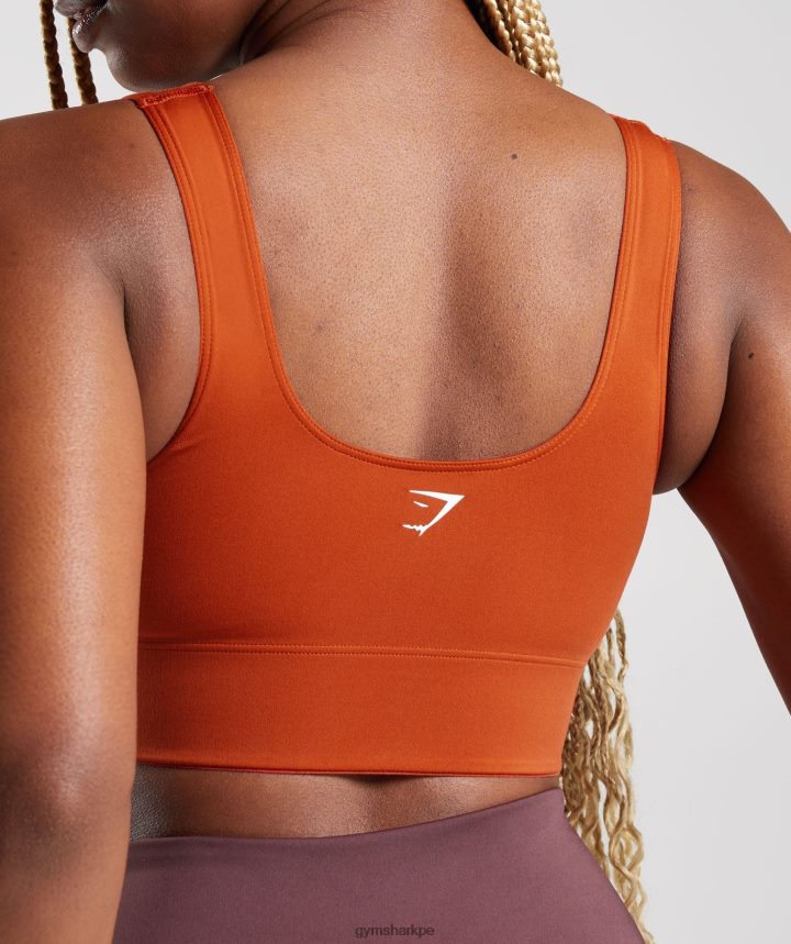 Gymsharksujetador deportivo de palangre mujer rojo ladrillo PFTJ2N142 ropa