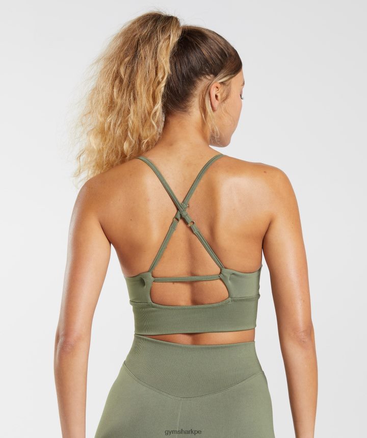 Gymsharksujetador deportivo de palangre sin costuras mujer aceituna polvorienta PFTJ2N121 ropa