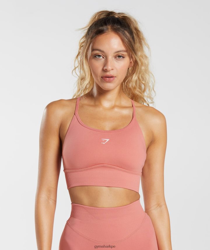 Gymsharksujetador deportivo de palangre sin costuras mujer rosa terracota PFTJ2N132 ropa