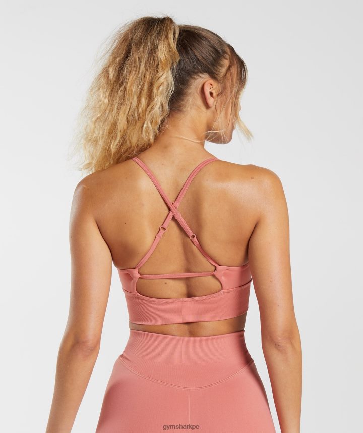 Gymsharksujetador deportivo de palangre sin costuras mujer rosa terracota PFTJ2N132 ropa