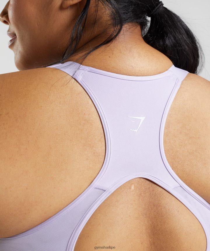 Gymsharksujetador deportivo de sujeción alta con abertura en la espalda mujer lila suave PFTJ2N186 ropa