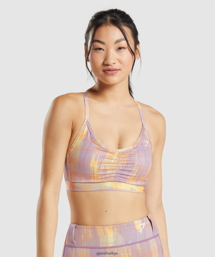 Gymsharksujetador deportivo deportivo mujer estampado naranja PFTJ2N234 ropa