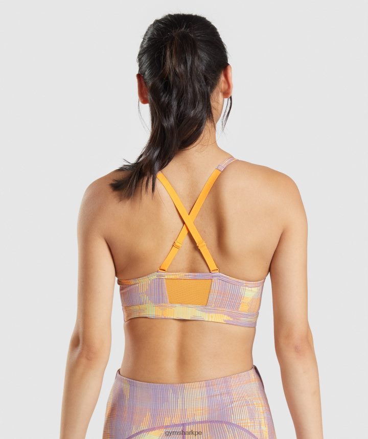 Gymsharksujetador deportivo deportivo mujer estampado naranja PFTJ2N234 ropa