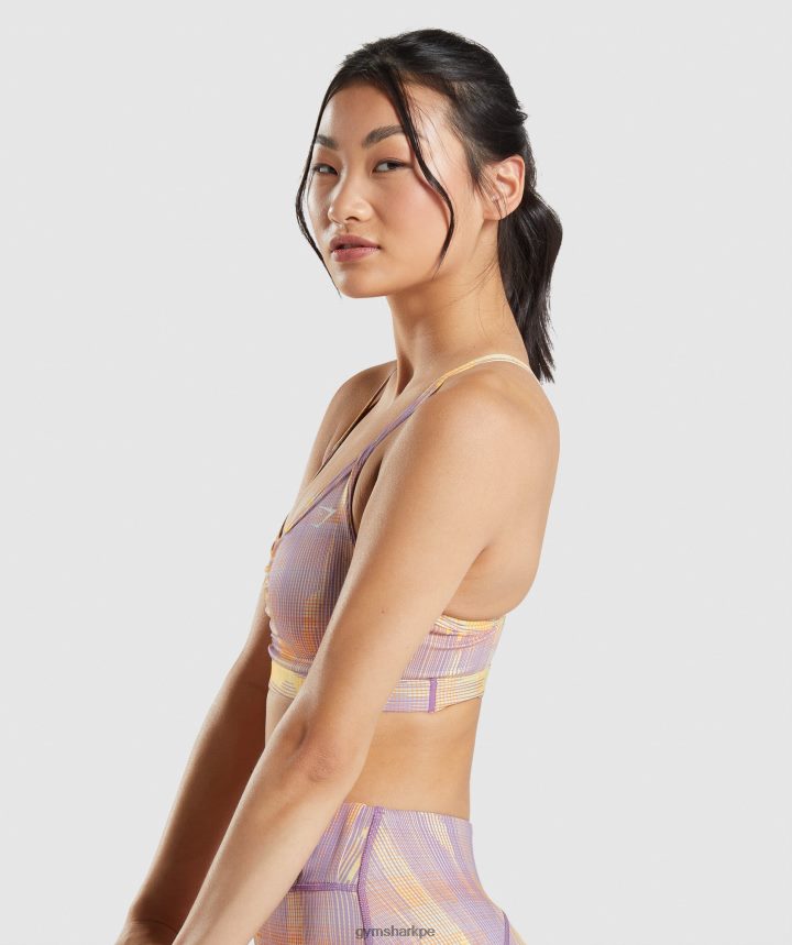 Gymsharksujetador deportivo deportivo mujer estampado naranja PFTJ2N234 ropa