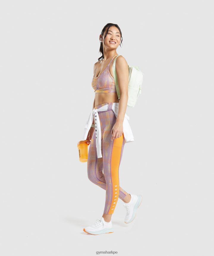 Gymsharksujetador deportivo deportivo mujer estampado naranja PFTJ2N234 ropa