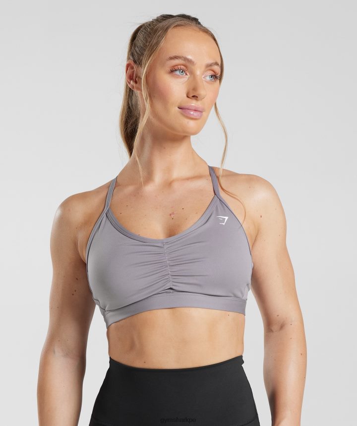 Gymsharksujetador deportivo fruncido mujer lavanda pizarra PFTJ2N124 ropa