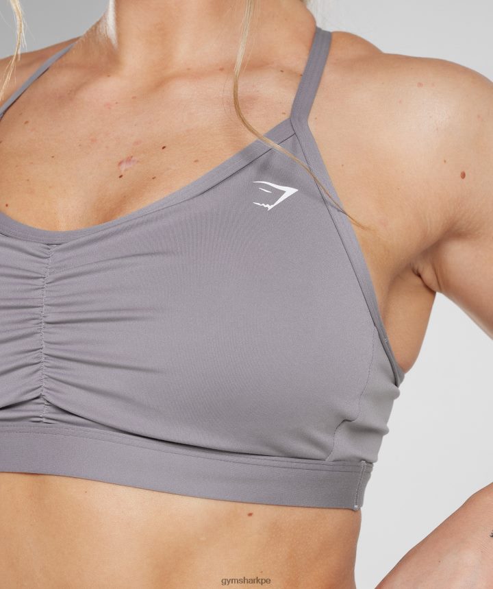 Gymsharksujetador deportivo fruncido mujer lavanda pizarra PFTJ2N124 ropa