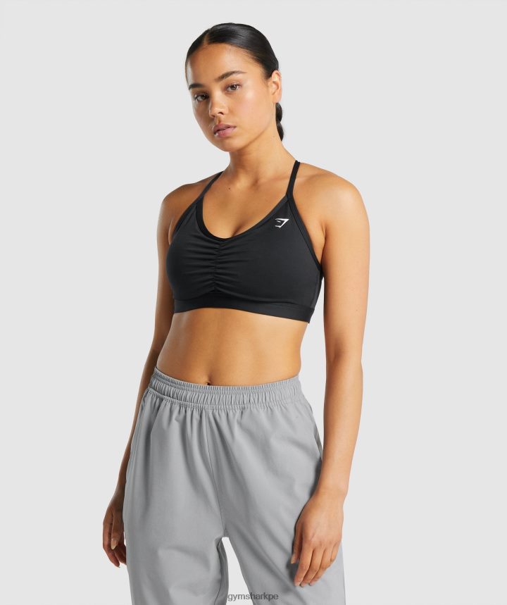 Gymsharksujetador deportivo fruncido mujer negro PFTJ2N197 ropa