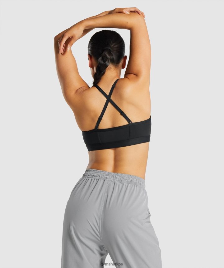 Gymsharksujetador deportivo fruncido mujer negro PFTJ2N197 ropa