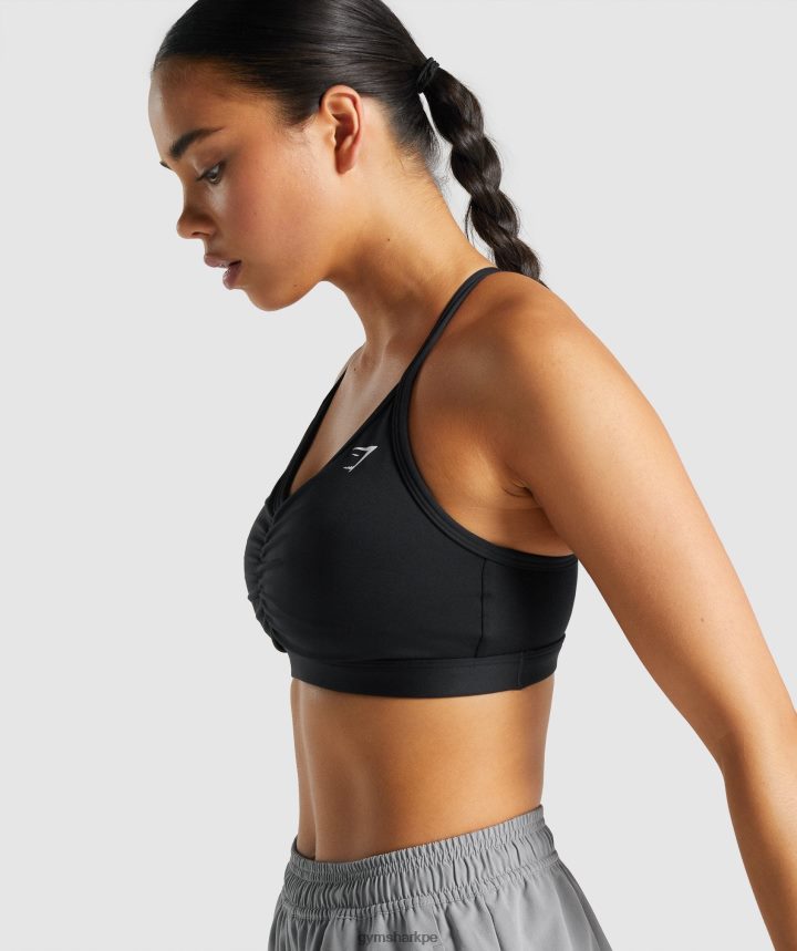 Gymsharksujetador deportivo fruncido mujer negro PFTJ2N197 ropa