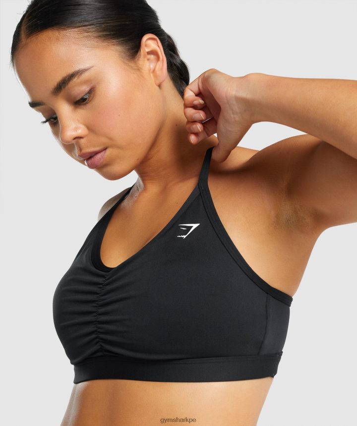 Gymsharksujetador deportivo fruncido mujer negro PFTJ2N197 ropa