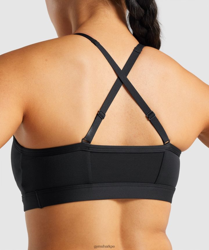 Gymsharksujetador deportivo fruncido mujer negro PFTJ2N197 ropa