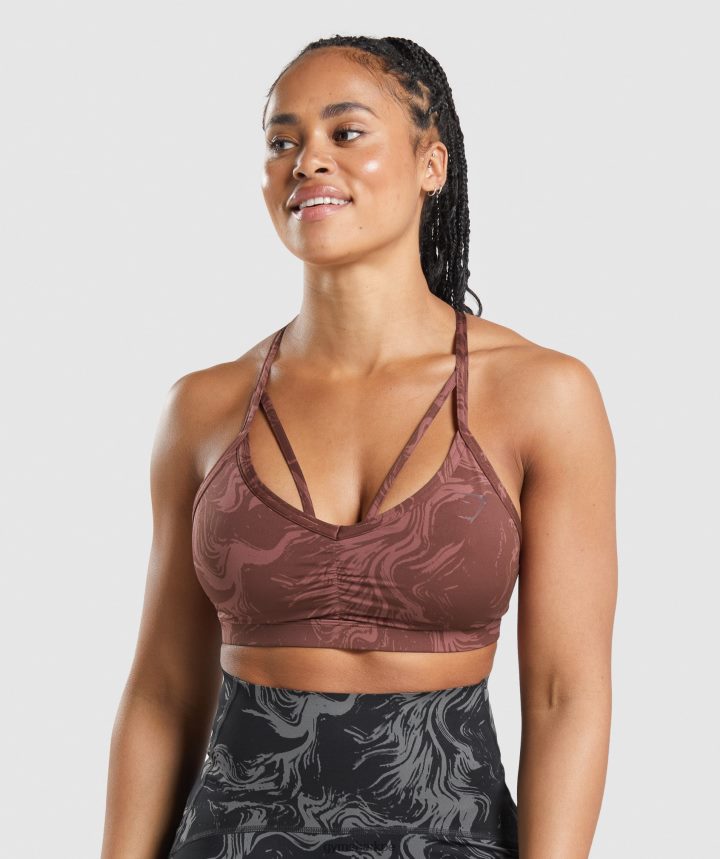 Gymsharksujetador deportivo gs power mujer estampado marrón cereza PFTJ2N221 ropa
